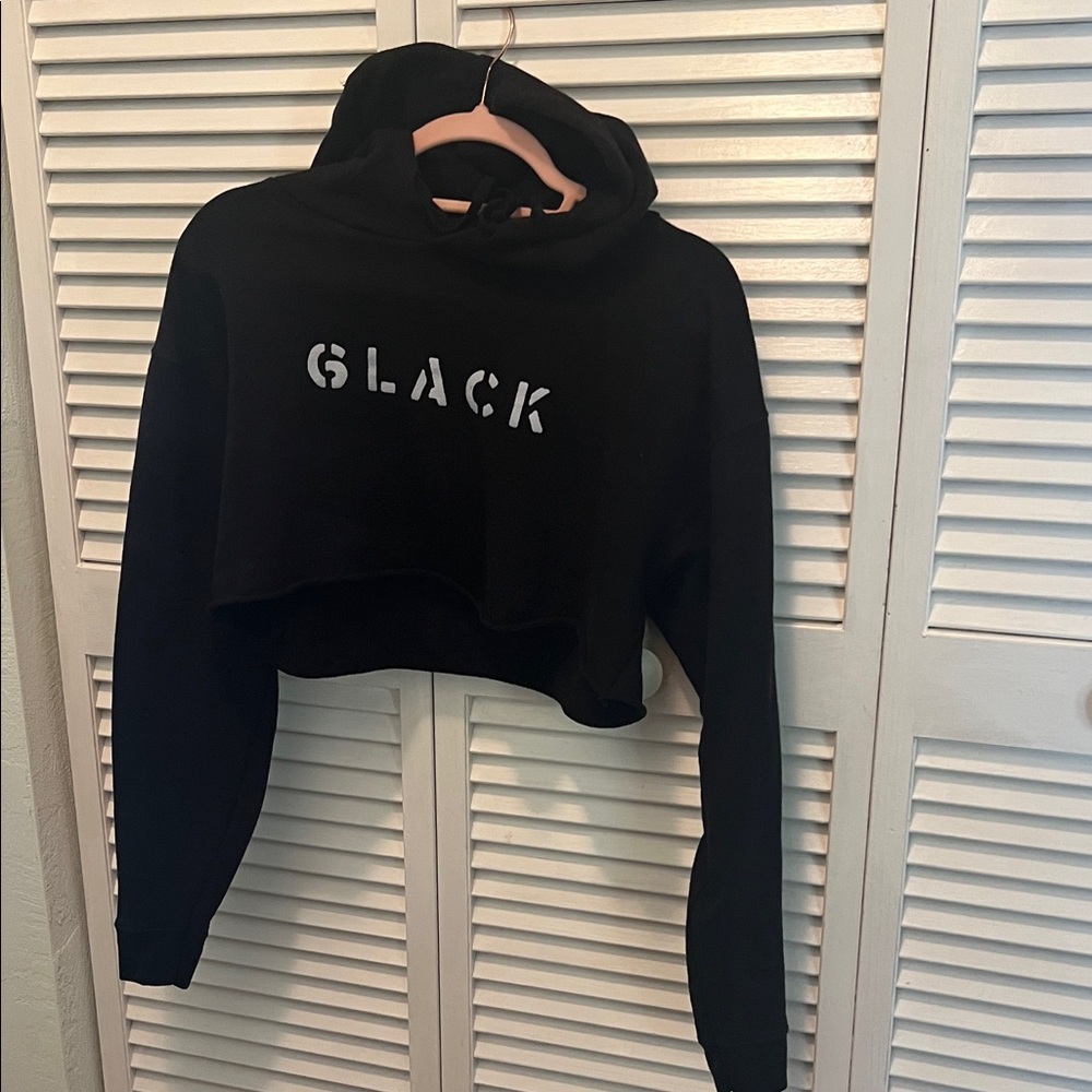 # 0713+ Black Women's Cropped Hoodie “ GLACK”